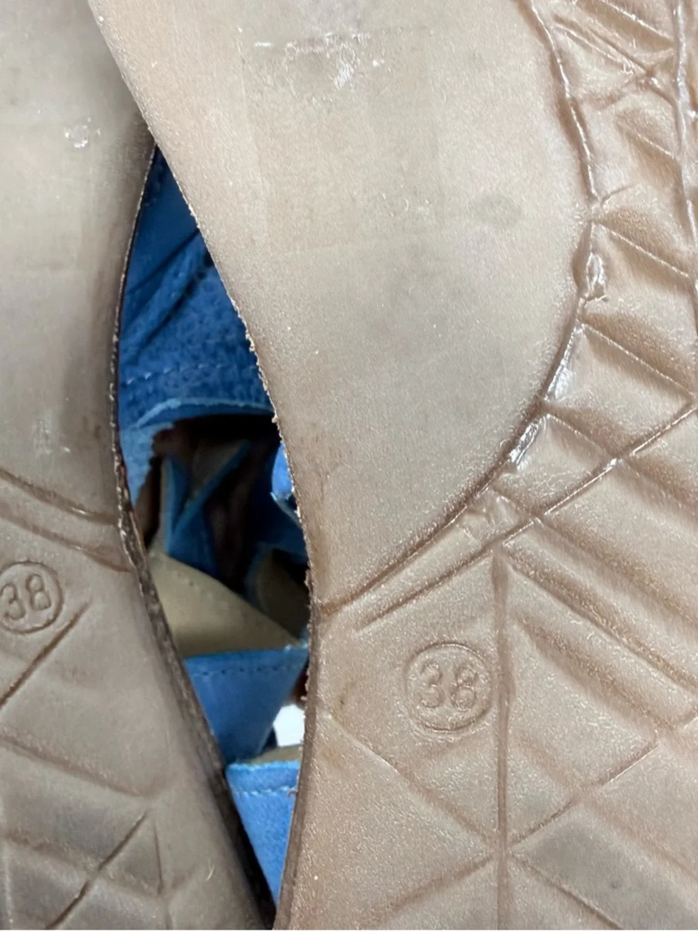 Miz Mooz Leather Ankle-Strap Sandals Fifi Denim Flats Beach Vacay Women’s US 7.5 - Picture 7 of 9